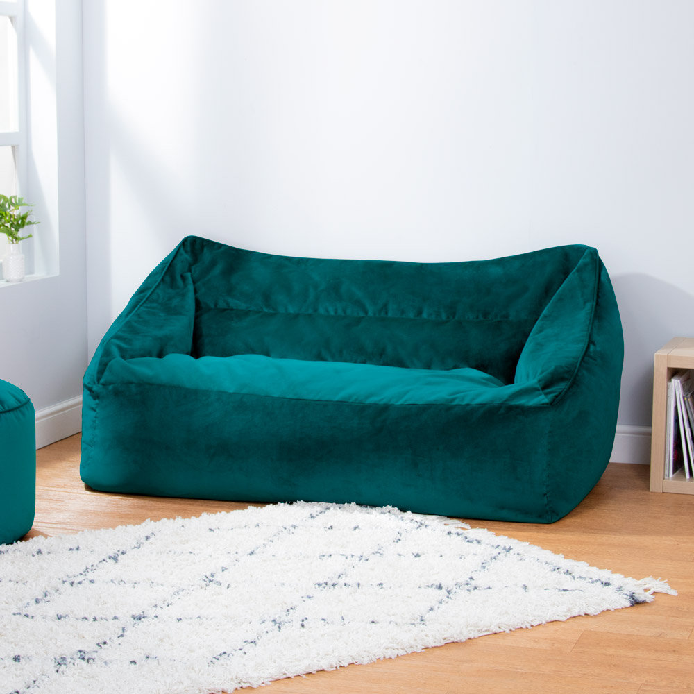 Bean Bag Bazaar Cecilia Velvet Sofa Bean Bag Teal Green Large